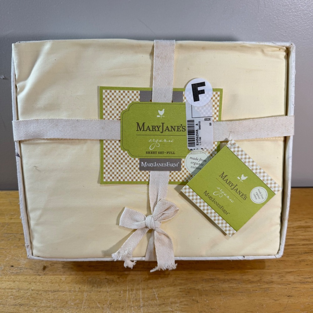 MaryJanesFarm Sheet Set Full Yellow Organic Cotton Farmhouse Posy 4pc New